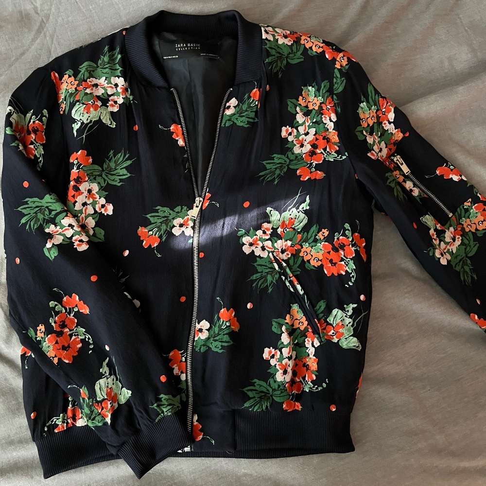 Zara Cherry Blossom Navy Bomber